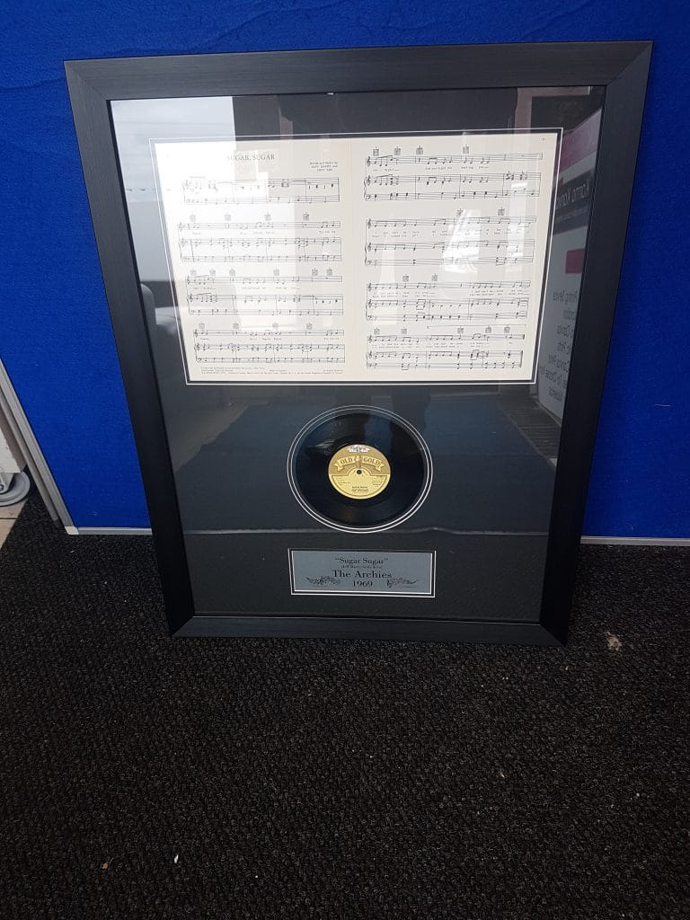 front view of framed record
