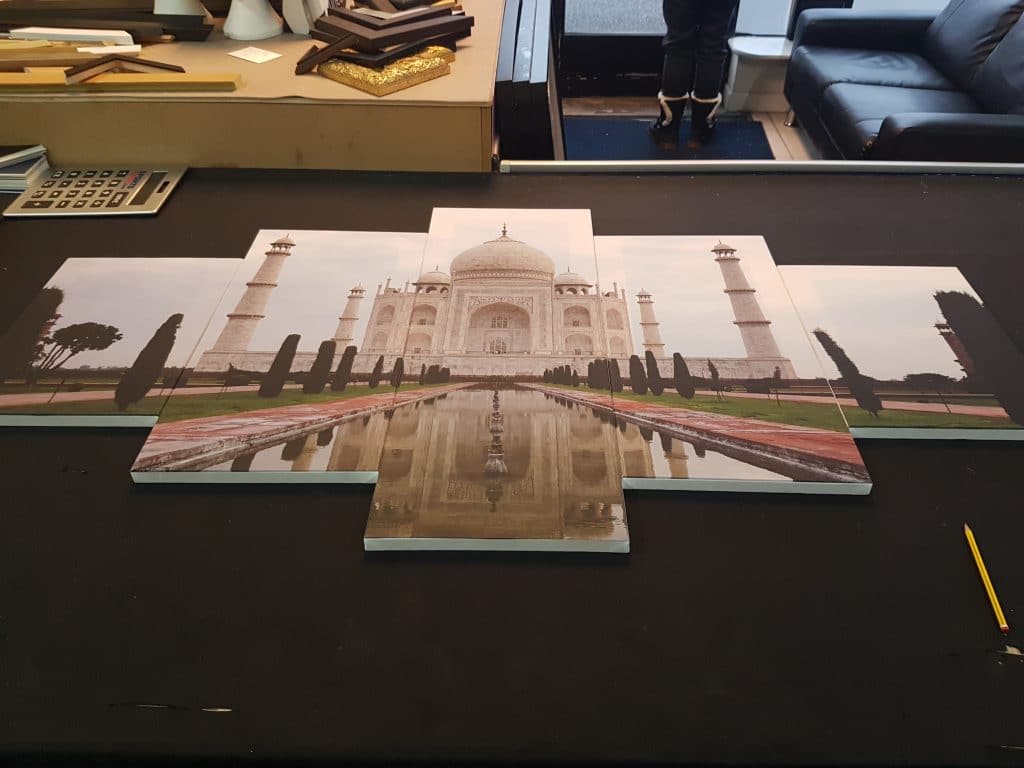 front view of taj mahal 5 piece canvas set