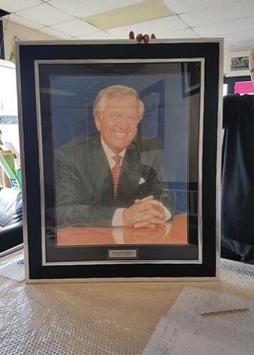 Roland Bardsley chairman canvas framed with plaque