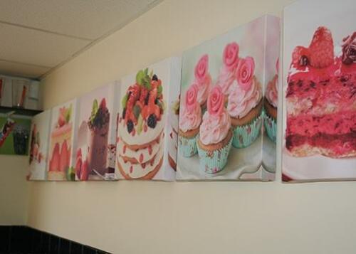 12 x 12 inch Canvas's of fancy desserts.